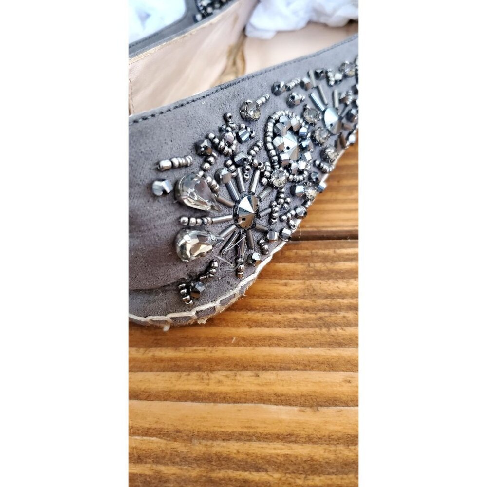 Kurt Geiger Beaded Embellished Grey Slip-On Loafers Rhinestones Size 7 - Picture 9 of 15